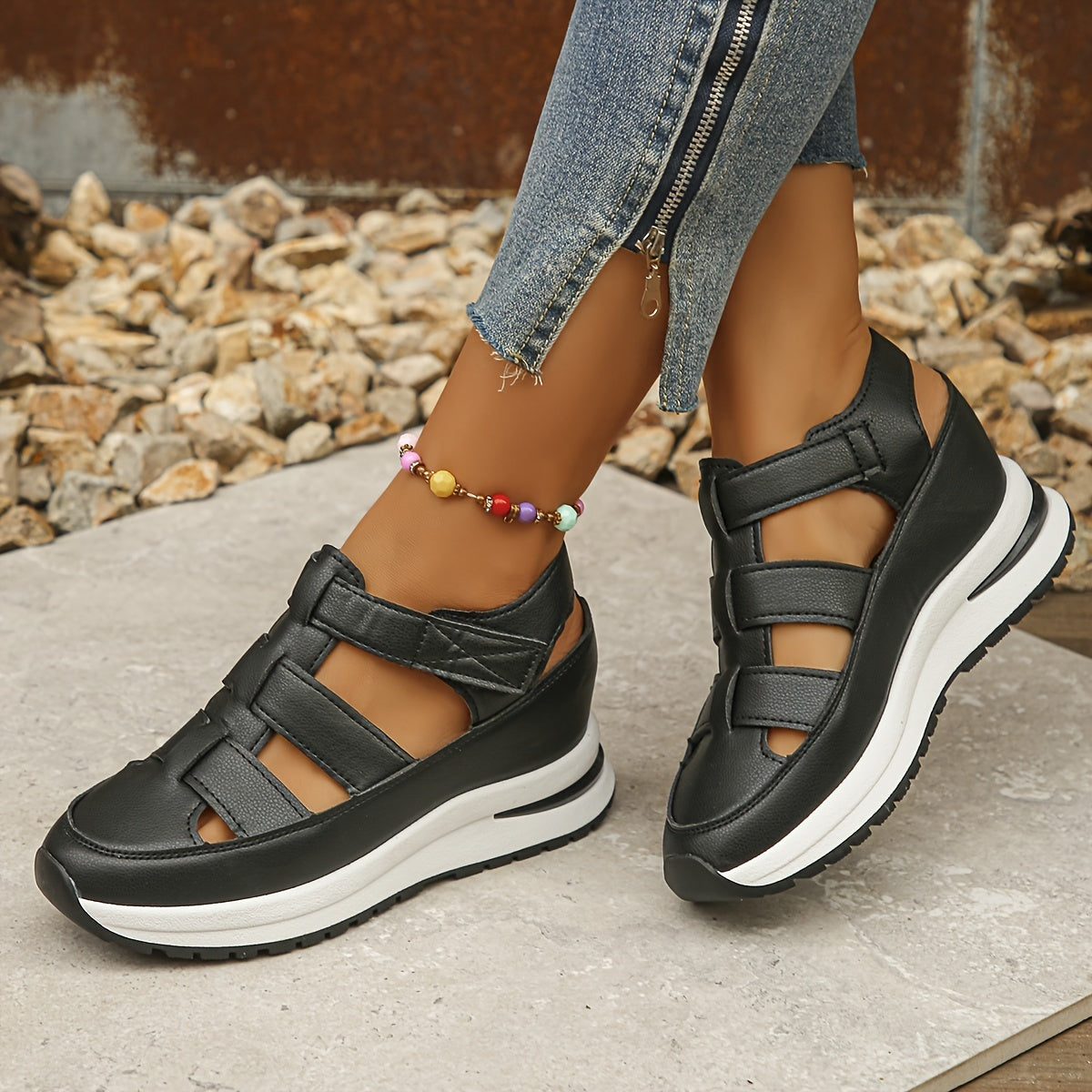 Weiße Keilsandalen - Liv