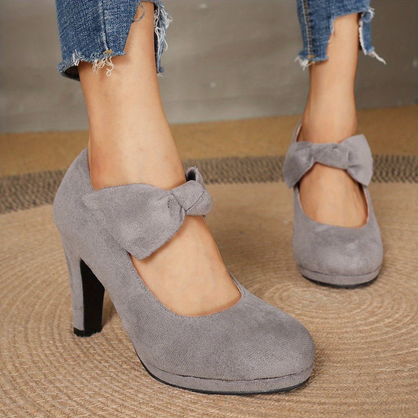 Schwarze Mary Jane Pumps mit Schleife - Lena