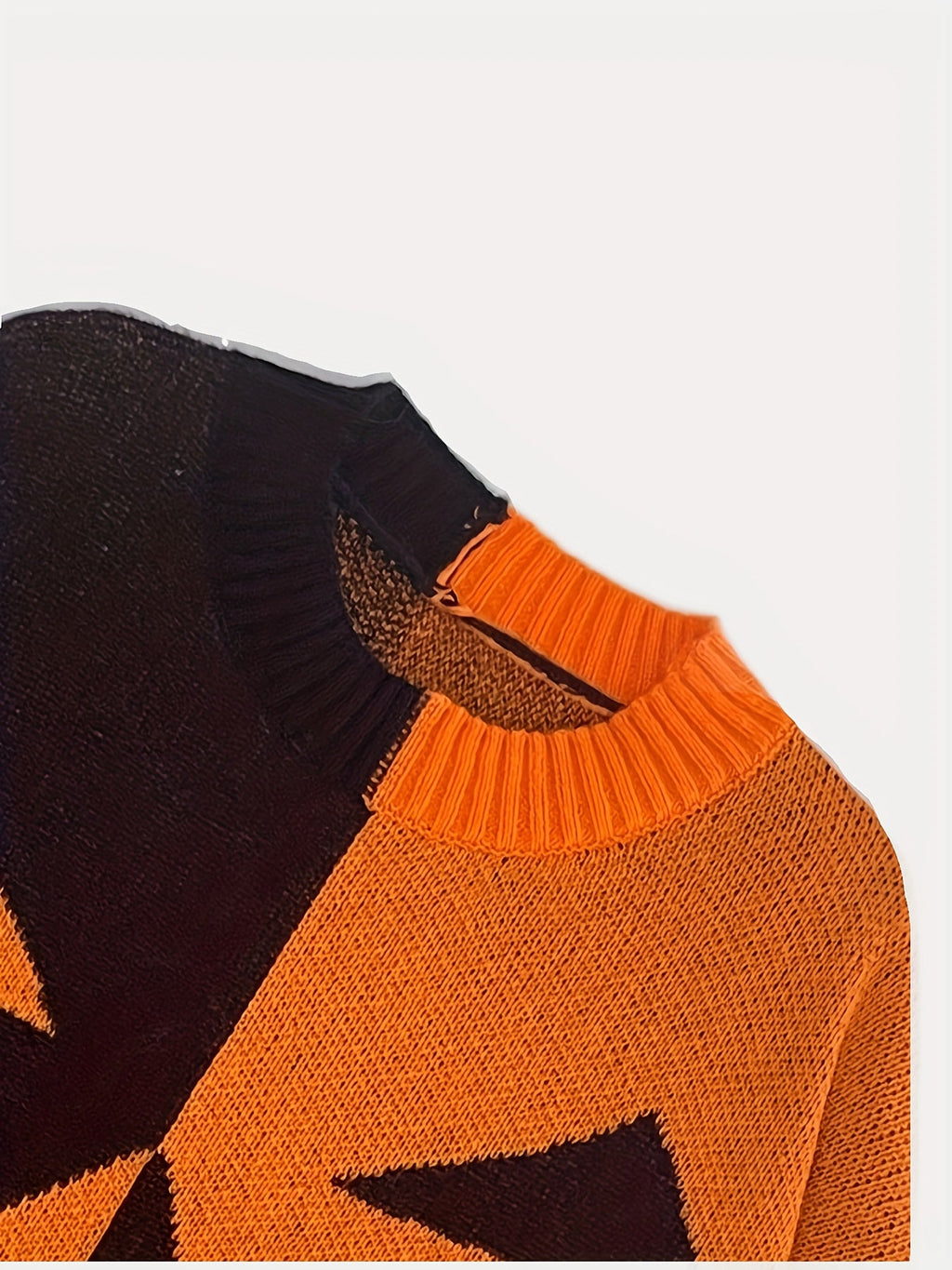 Orangefarbenes Schwarzes Halloween-Kürbis-Sweaterkleid - Emma