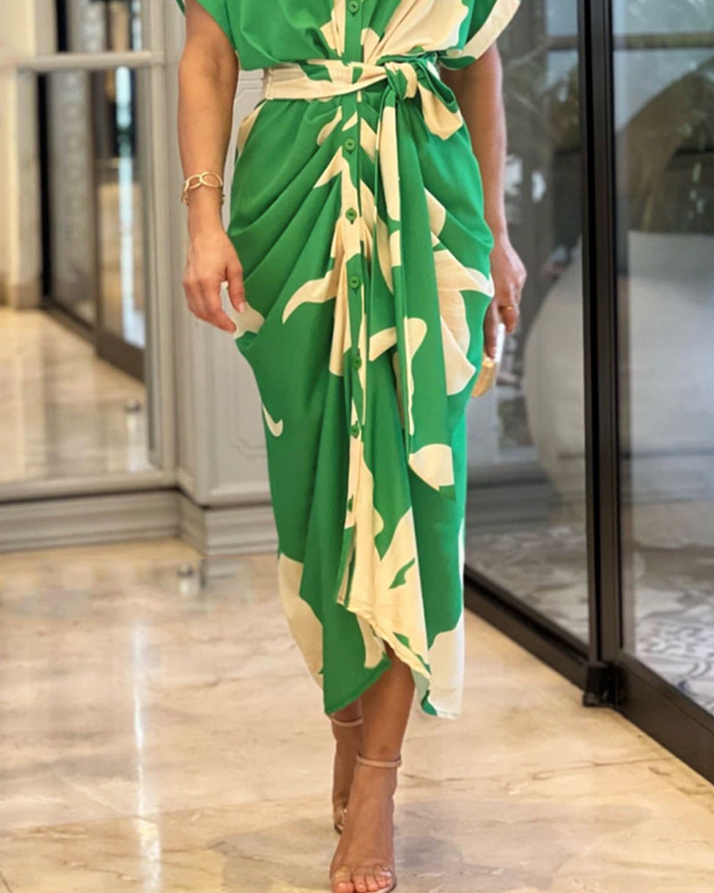 Lotte - Grünes Freizeitkleid mit Schlankheitsmuster