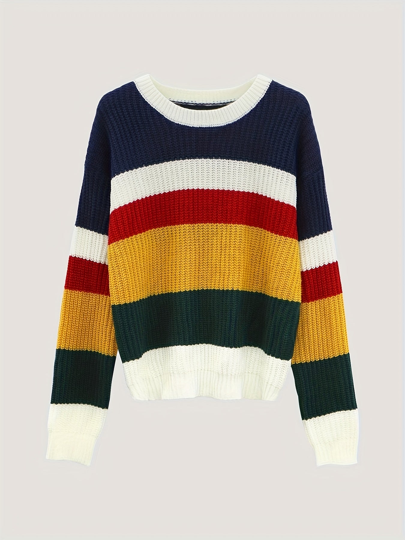 Gelber Gestreifter Strickpullover - Clara