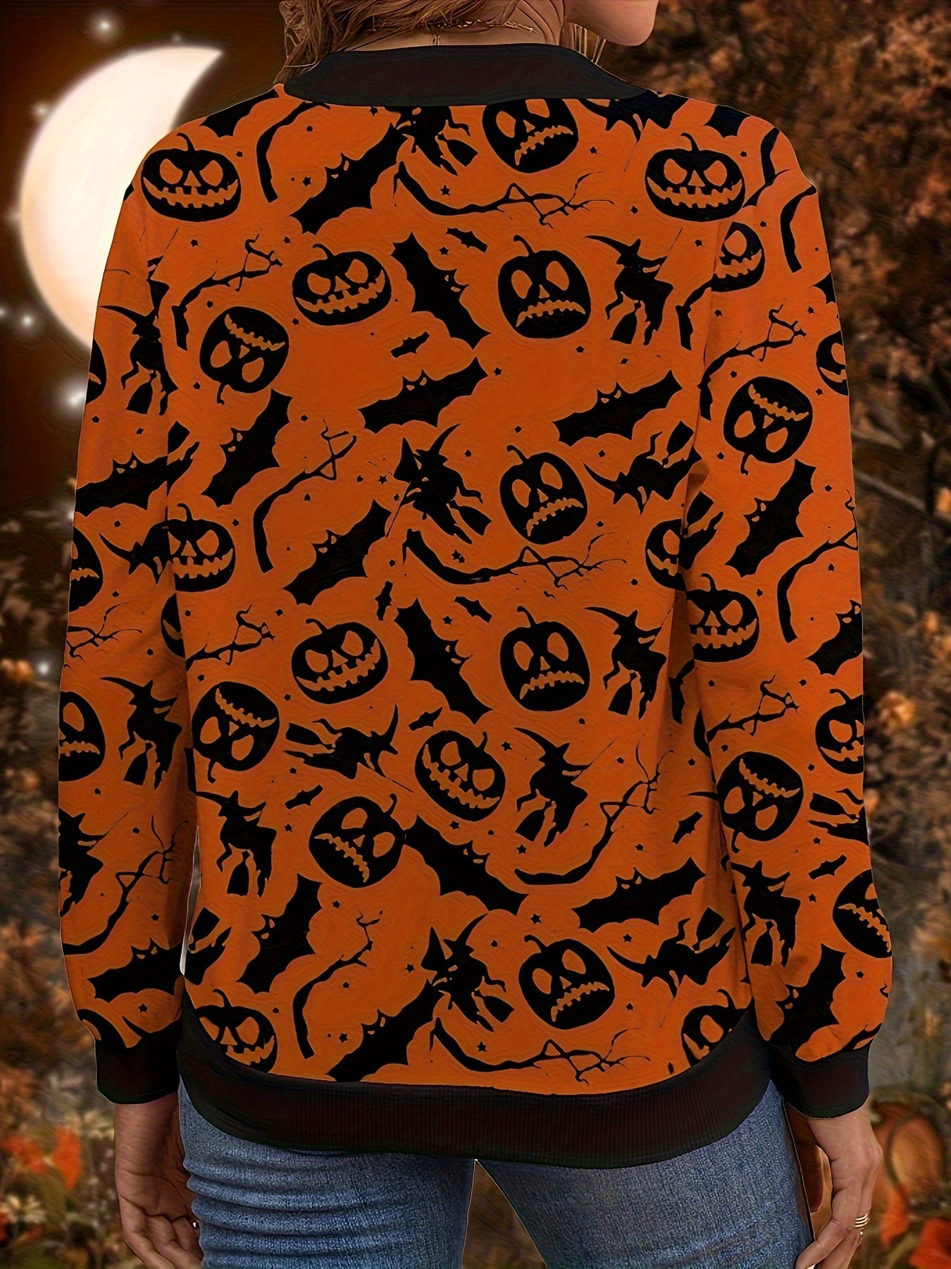 Rot-Orange Halloween Bomberjacke - Elin