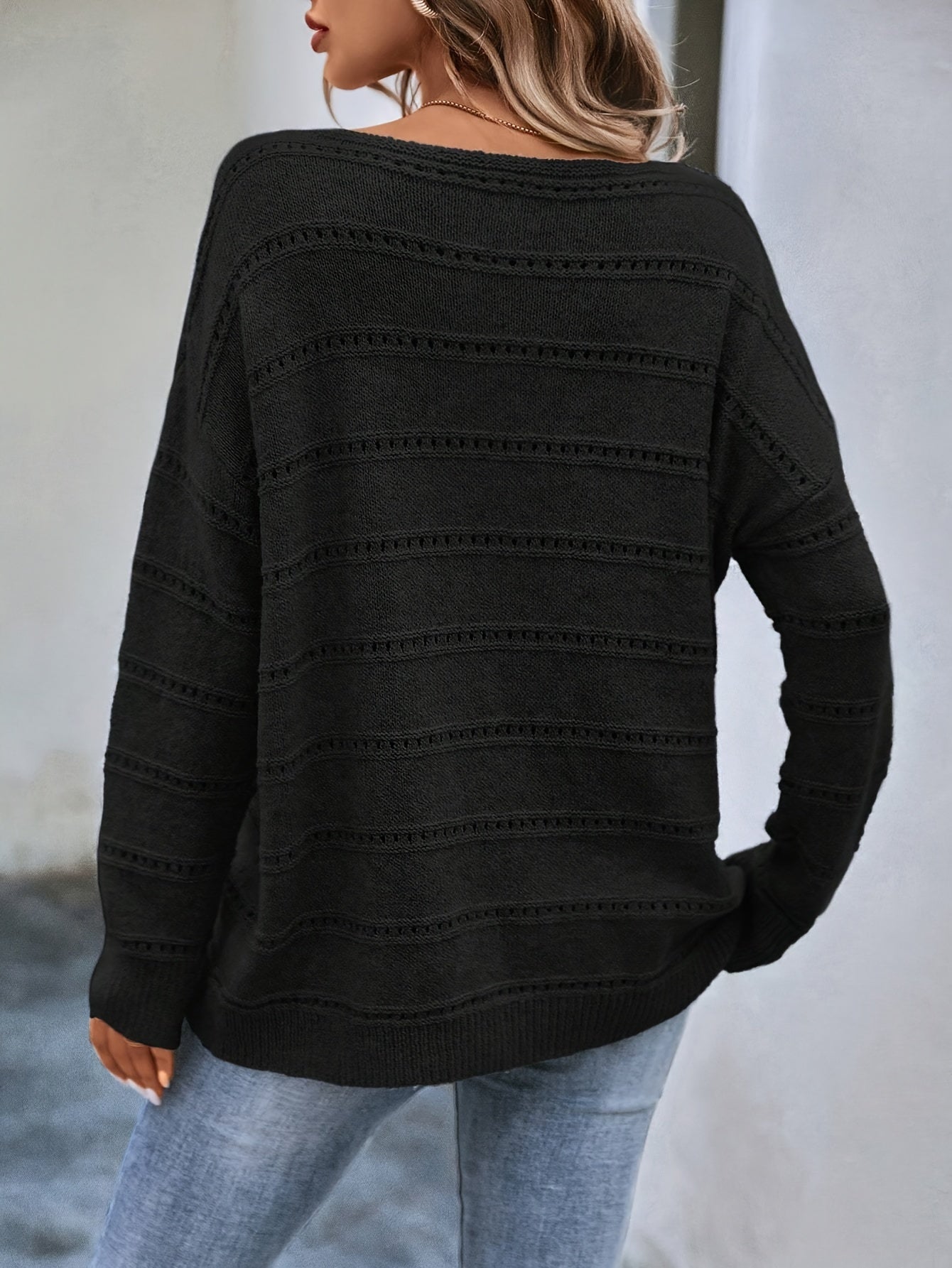 Dunkelgrüner Pullover mit U-Boot-Ausschnitt - Anna