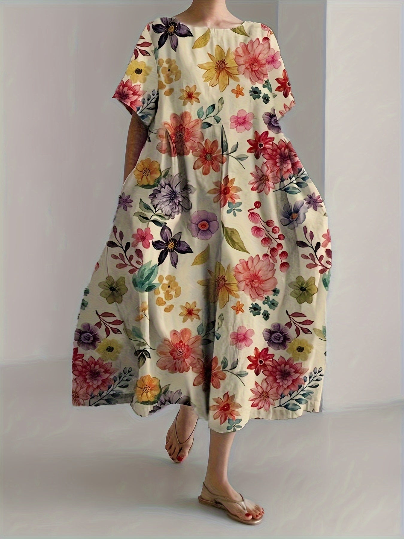 Blumiges Plus Size Freizeitkleid - Mia