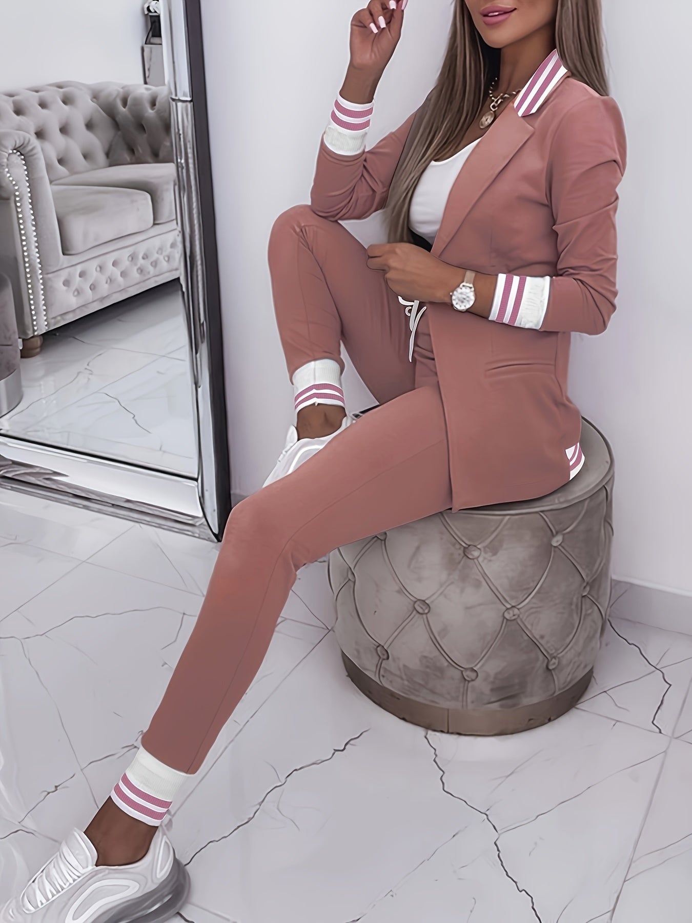 Rosa Streifen-Set - Jana