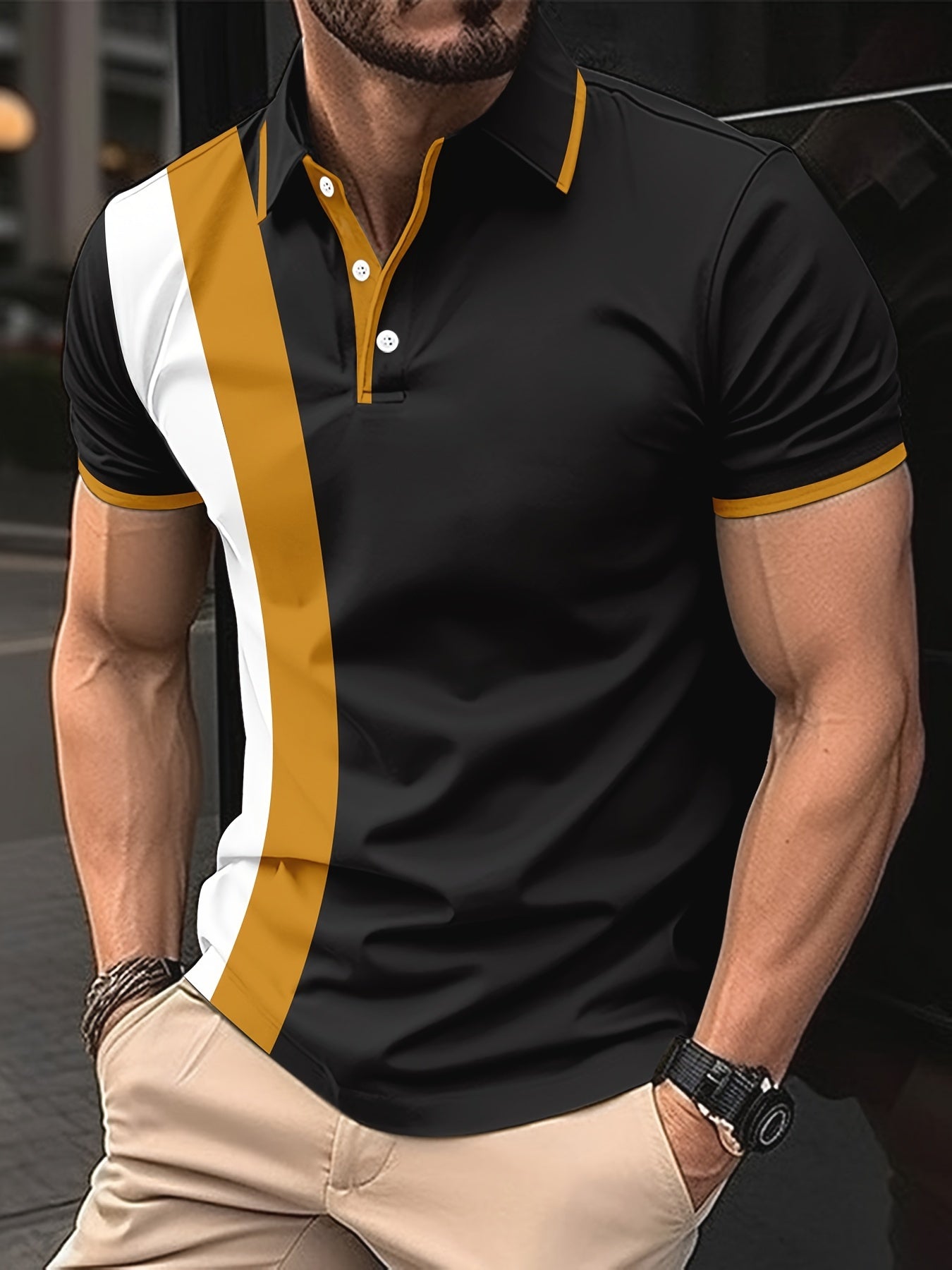 Bordeauxrotes Streifenmuster-Henley-Shirt - Jonas