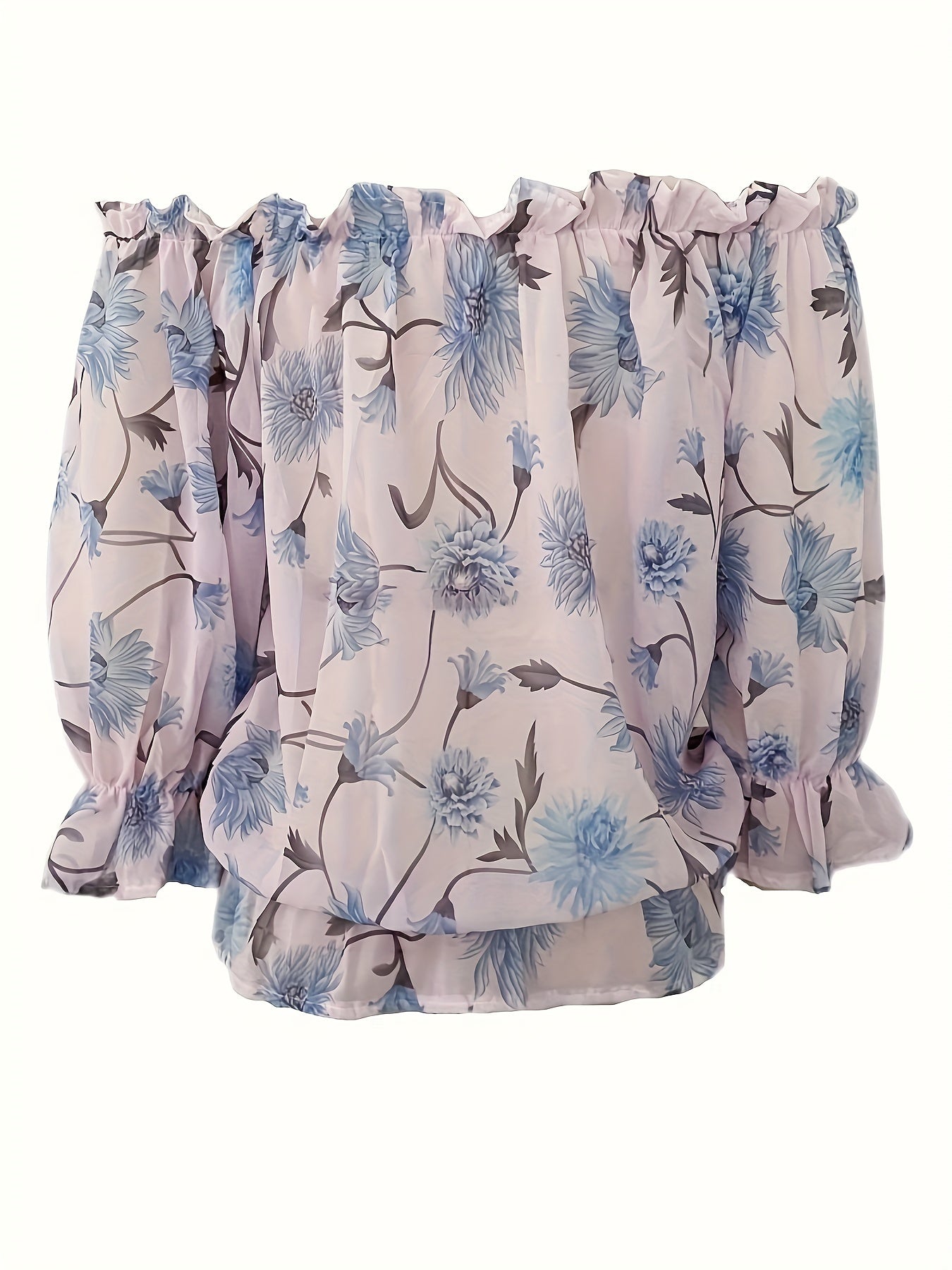 Rosa Rüschenbluse mit Blumenmuster - Olivia