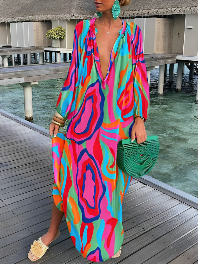 Rosa Boho Print Maxikleid - Ella