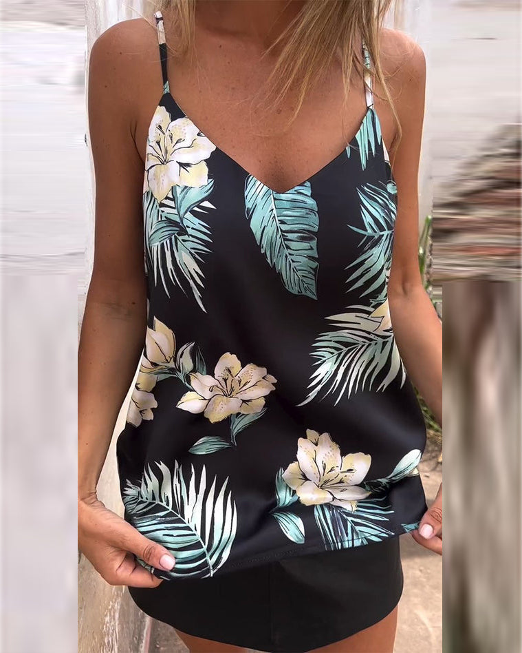 Schwarzes Bedrucktes Neckholder-Top - Liv