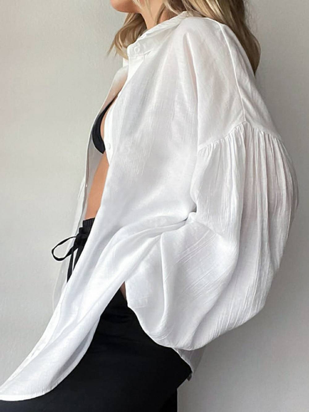 Weißes Oversize-Hemd mit Struktur - Clara