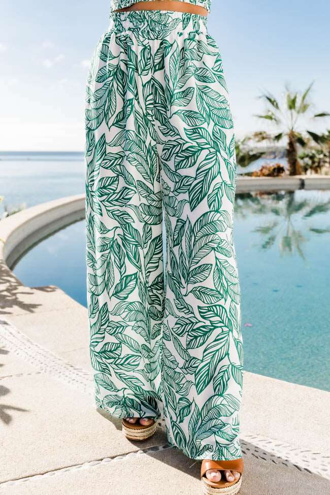 Türkisgrünes Boho Blumen Zweiteiliges Hosen-Set - Pia