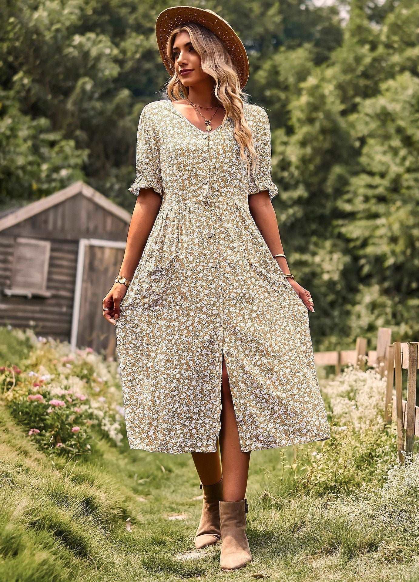 Blaues Boho Print Kleid - Maya