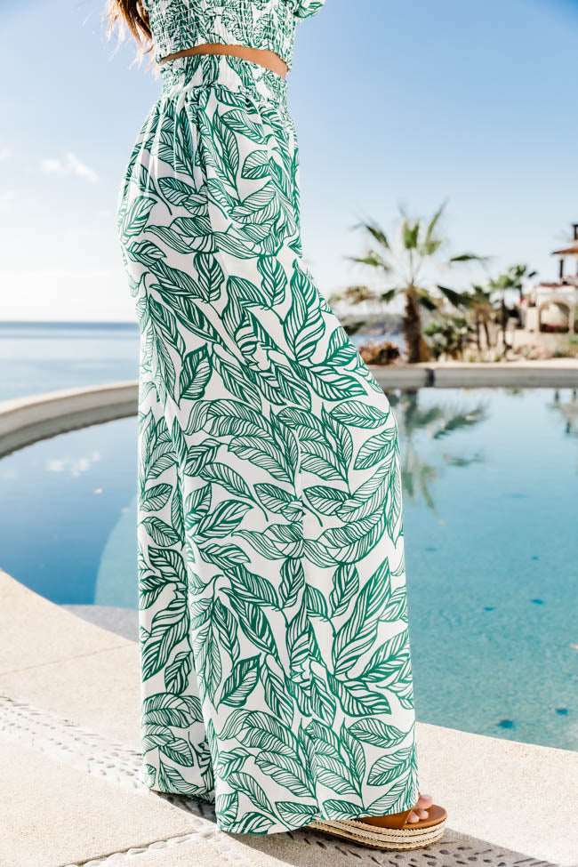 Türkisgrünes Boho Blumen Zweiteiliges Hosen-Set - Pia