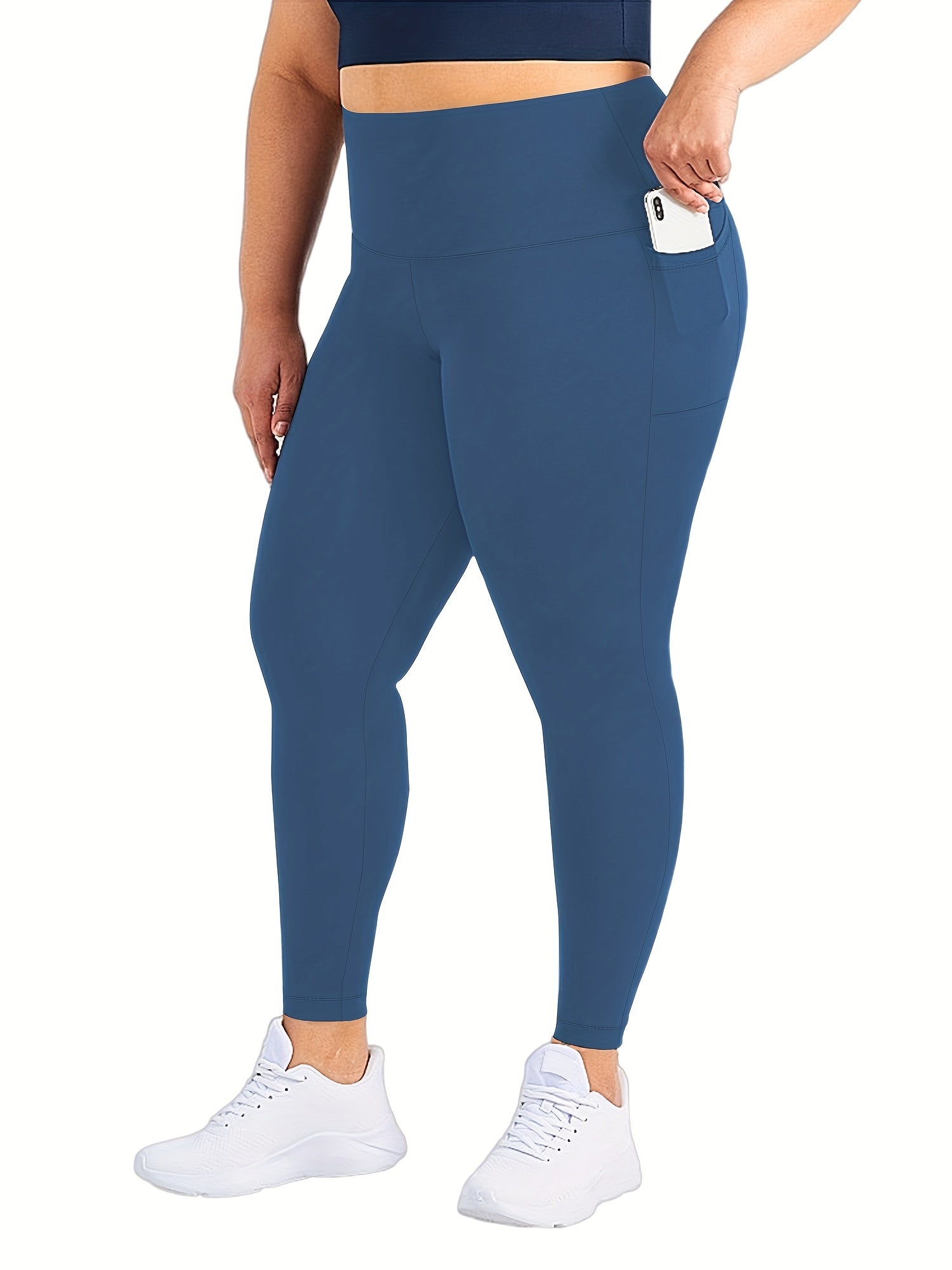 Schwarze Plus Size High Rise Leggings mit Taschen - Nora
