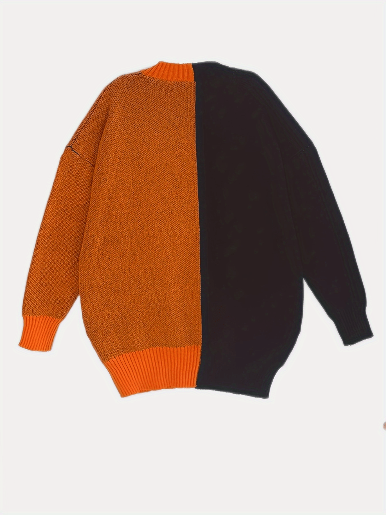 Orangefarbenes Schwarzes Halloween-Kürbis-Sweaterkleid - Emma