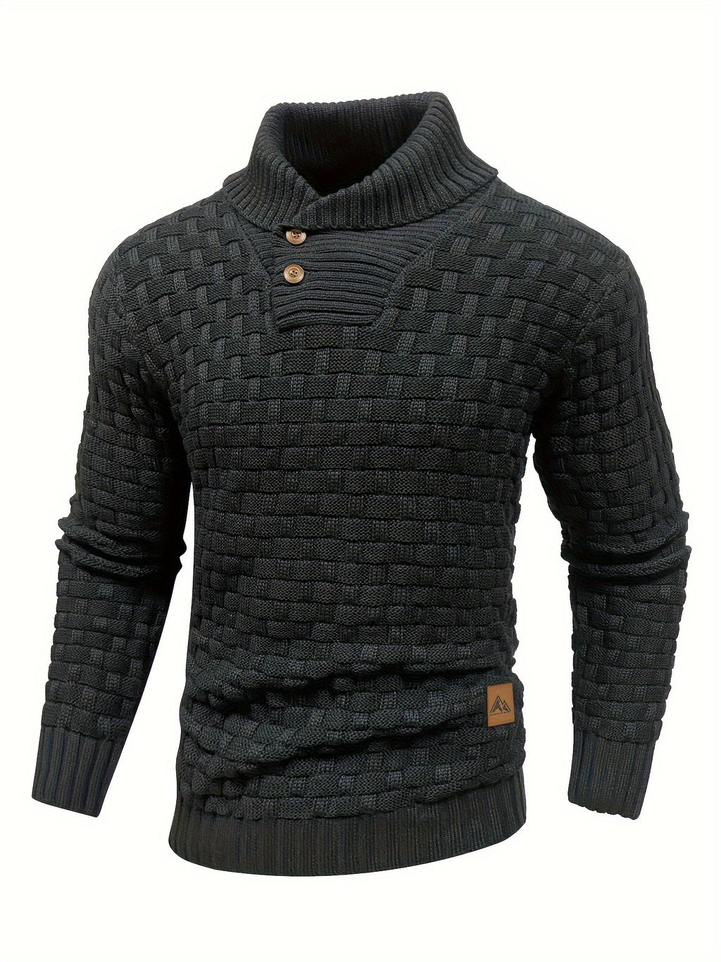 Schwarzer Waffelmuster-Pullover für Herren - Max