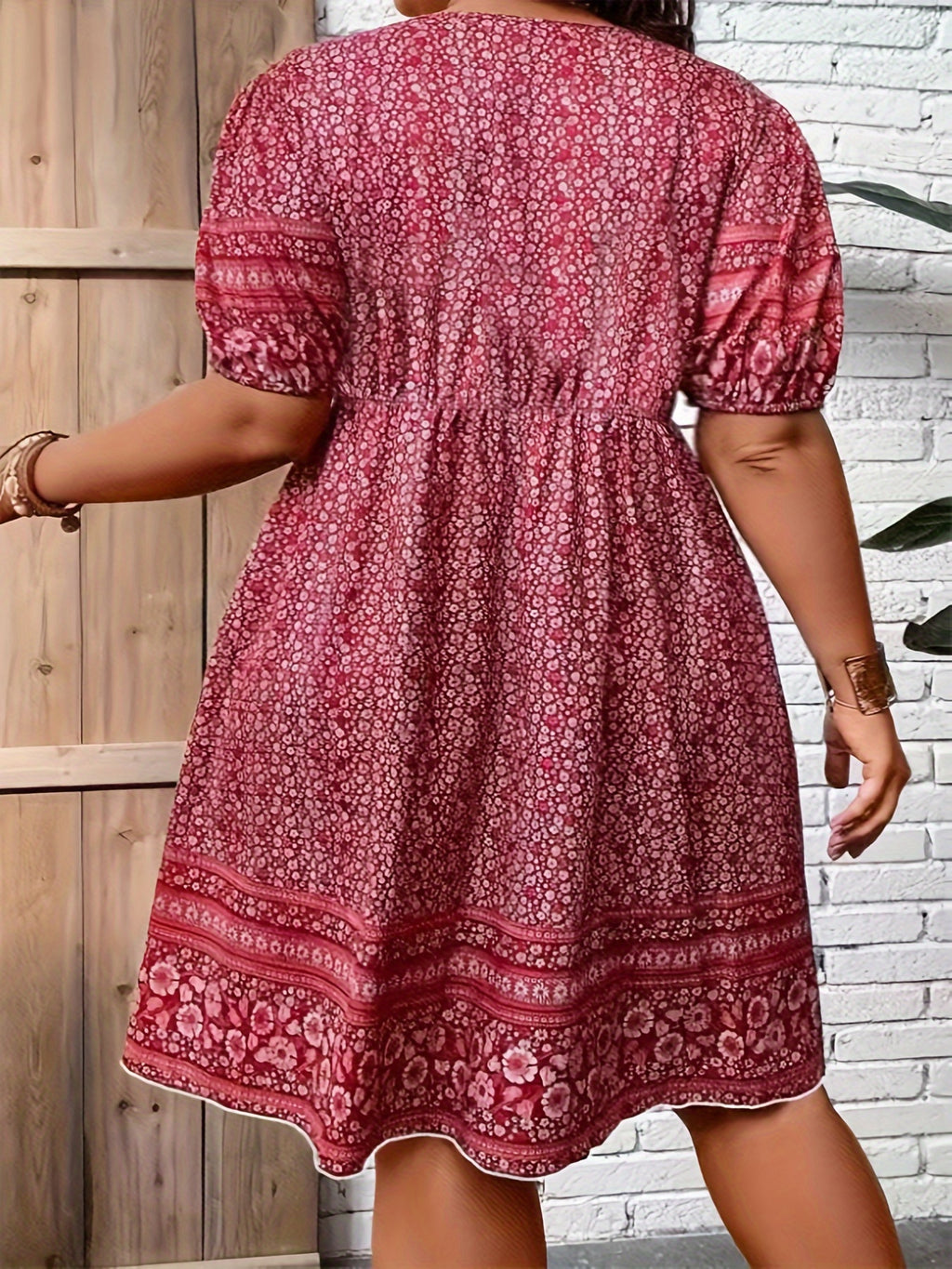 Gelbes Plus Size Blumenkleid - Lina