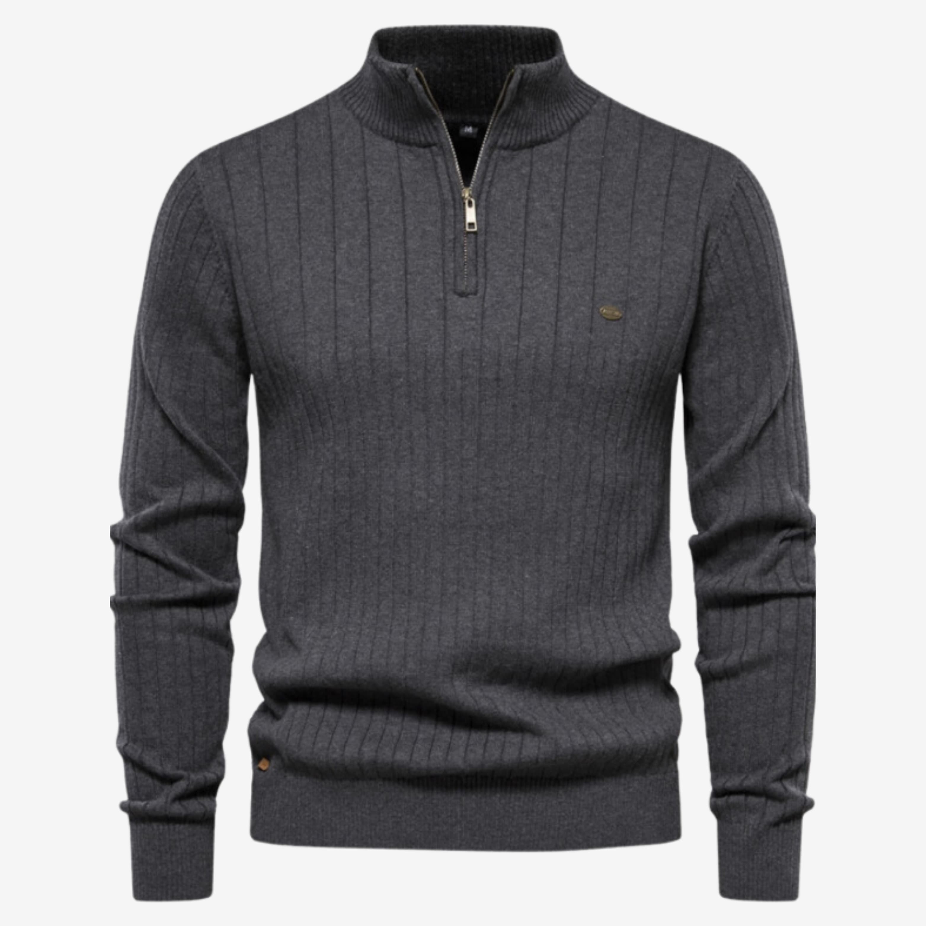 Muscle Fit Rippstrick Pullover Braun - Max