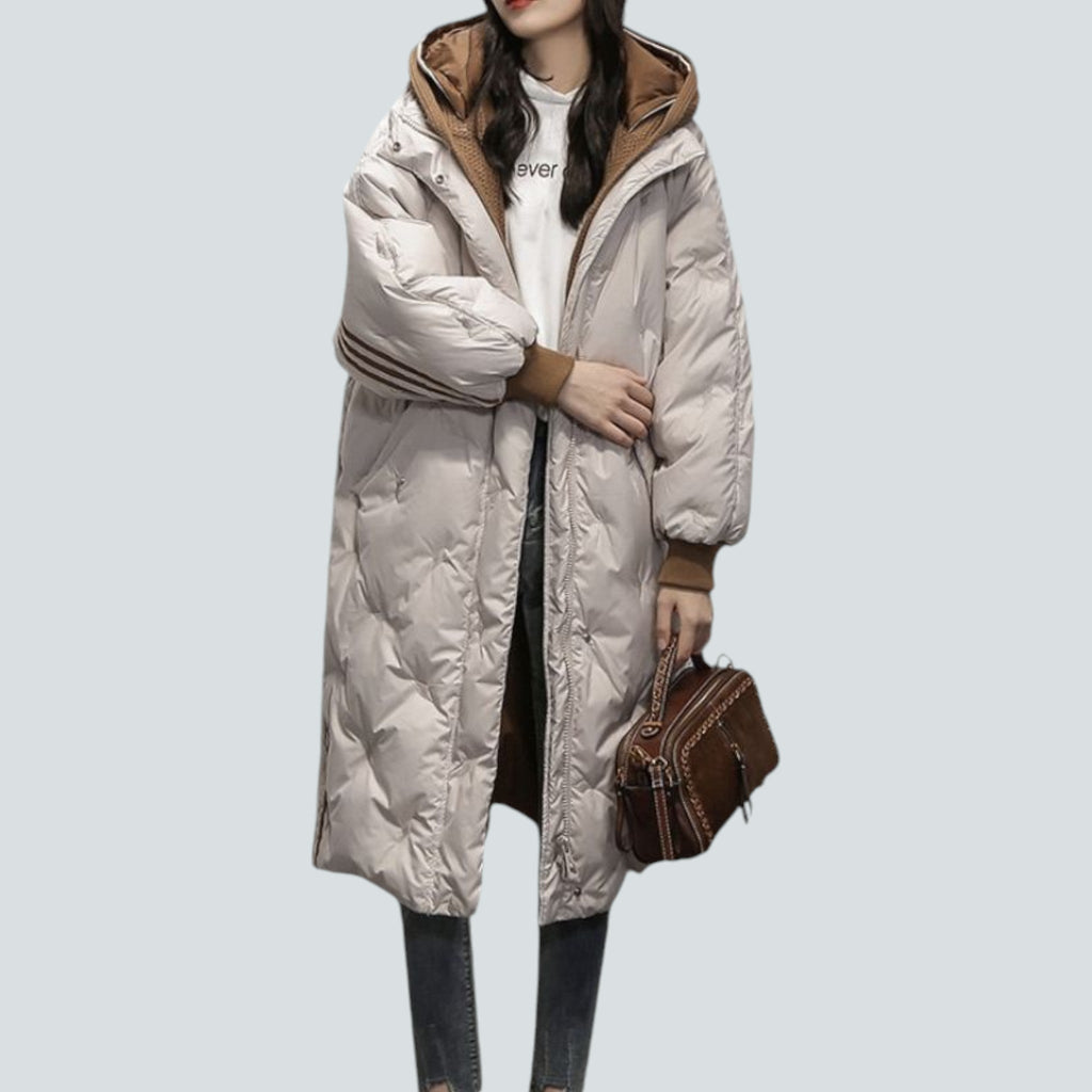 Damen Lange Jacke Beige - Helena