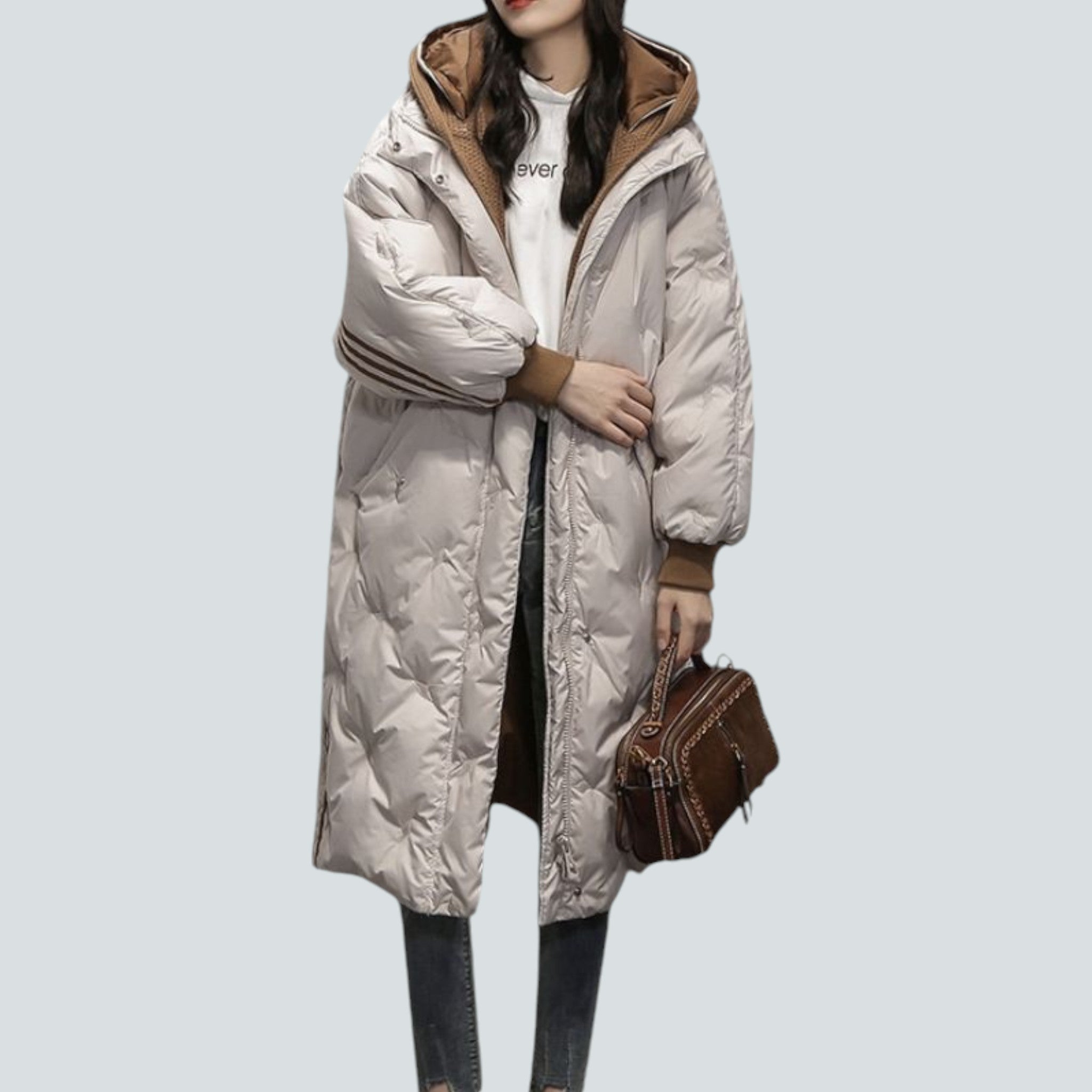 Damen Lange Jacke Beige - Helena