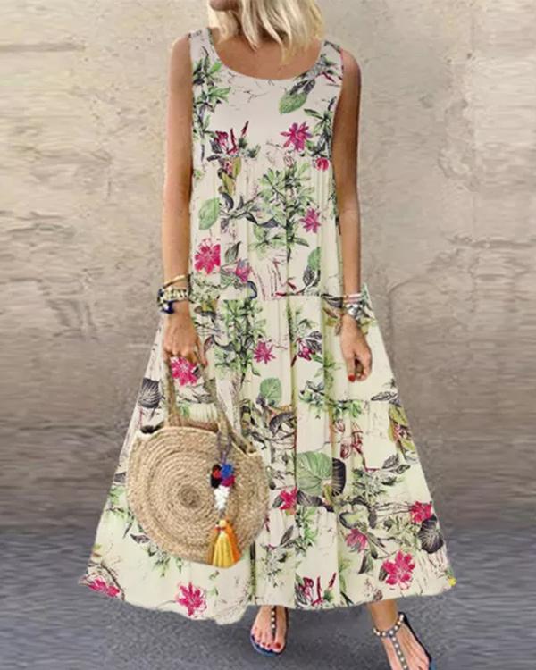 Blaue Retro Blumen-Kleid - Lola
