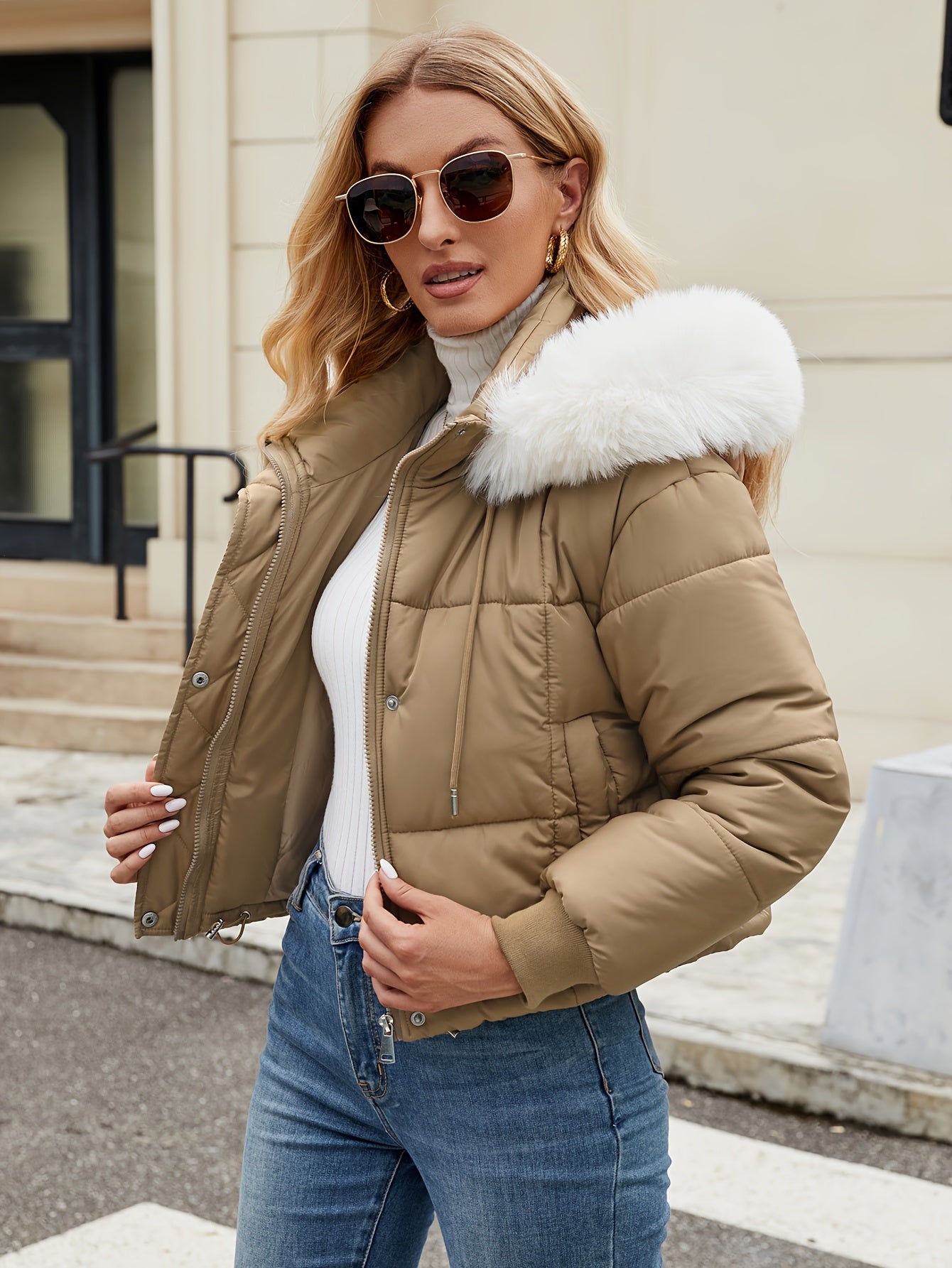 Schwarze Kurzpufferjacke - Eva