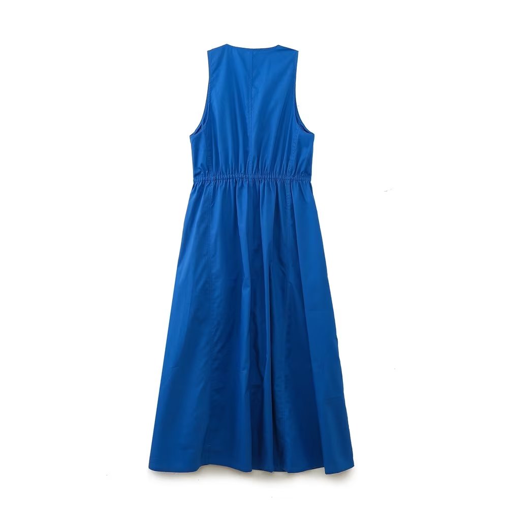 Eva's Weiße Midi-Kleid mit V-Ausschnitt