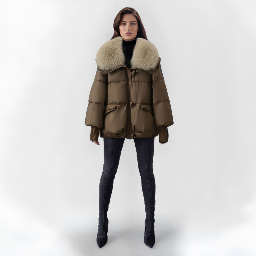 Stylische Kunstfelljacke Schwarz - Naomi