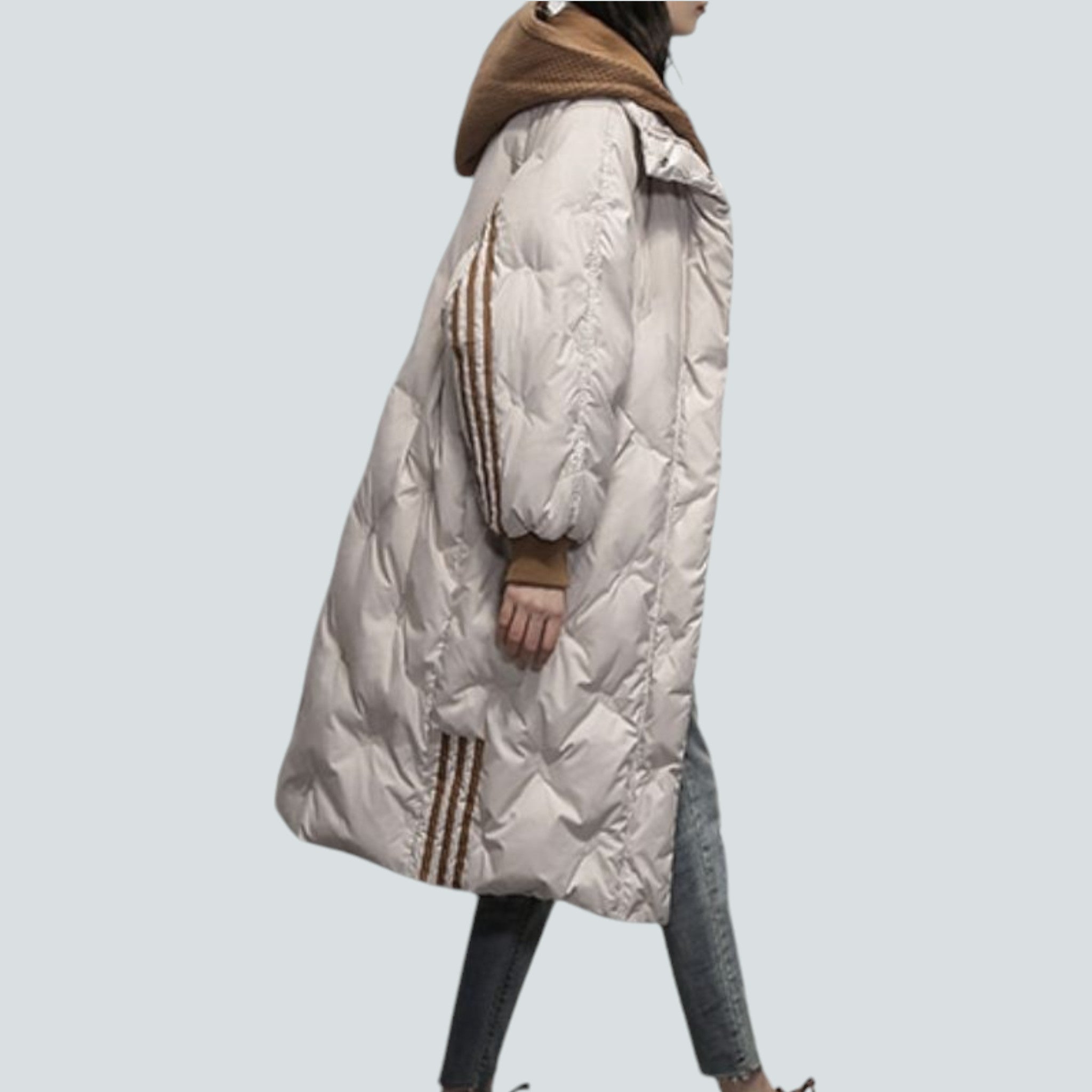 Damen Lange Jacke Beige - Helena