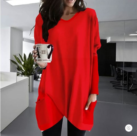 Schwarzes Langarmshirt mit Tasche - Alex