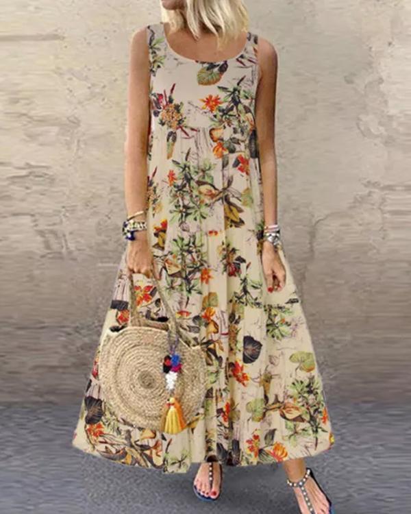 Blaue Retro Blumen-Kleid - Lola