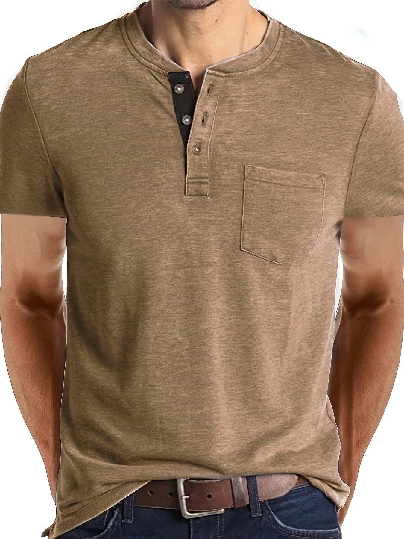 Schwarzes Henley-T-Shirt - Tim