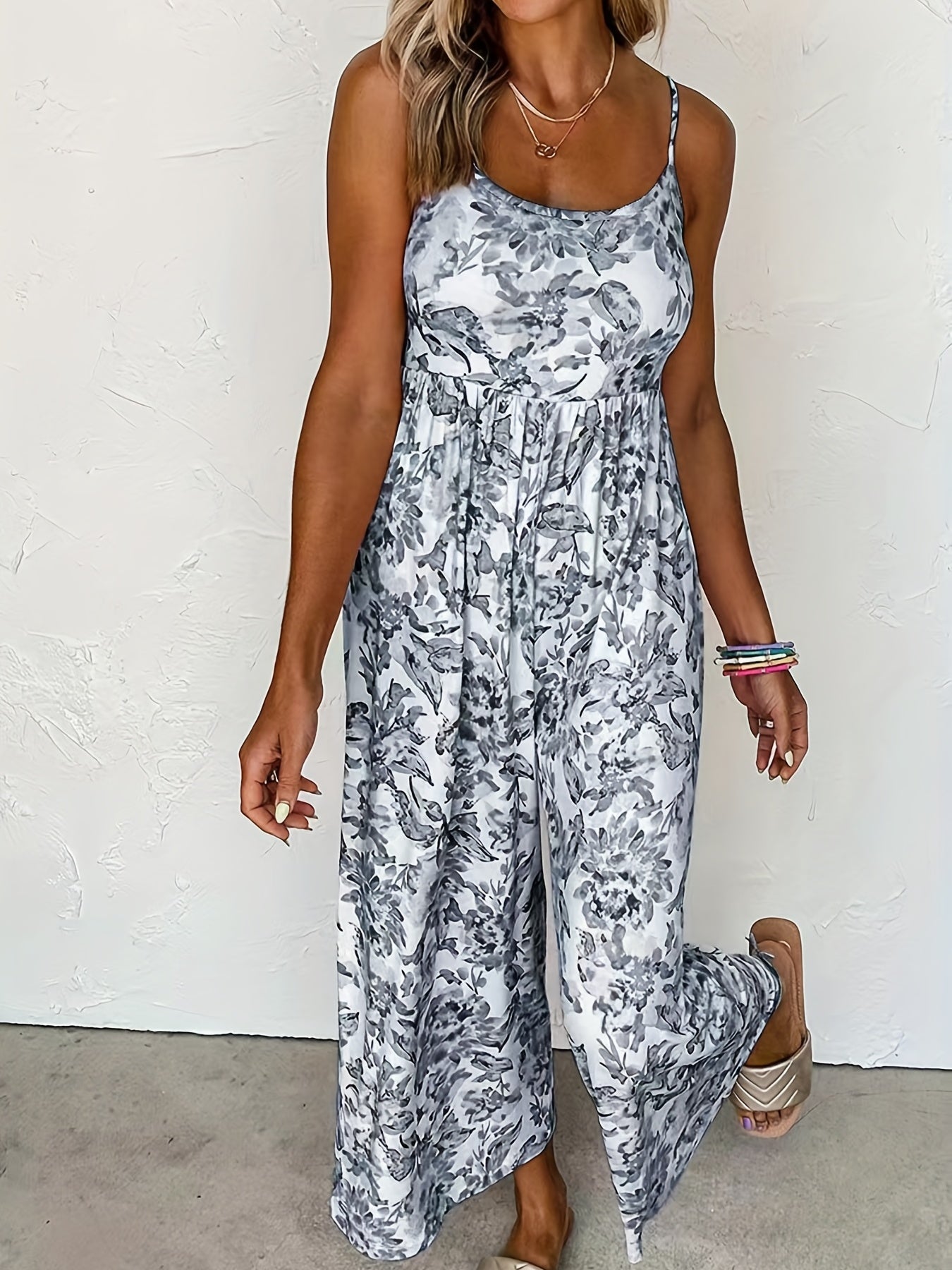 Rosa Floraler Cami-Jumpsuit - Elisa