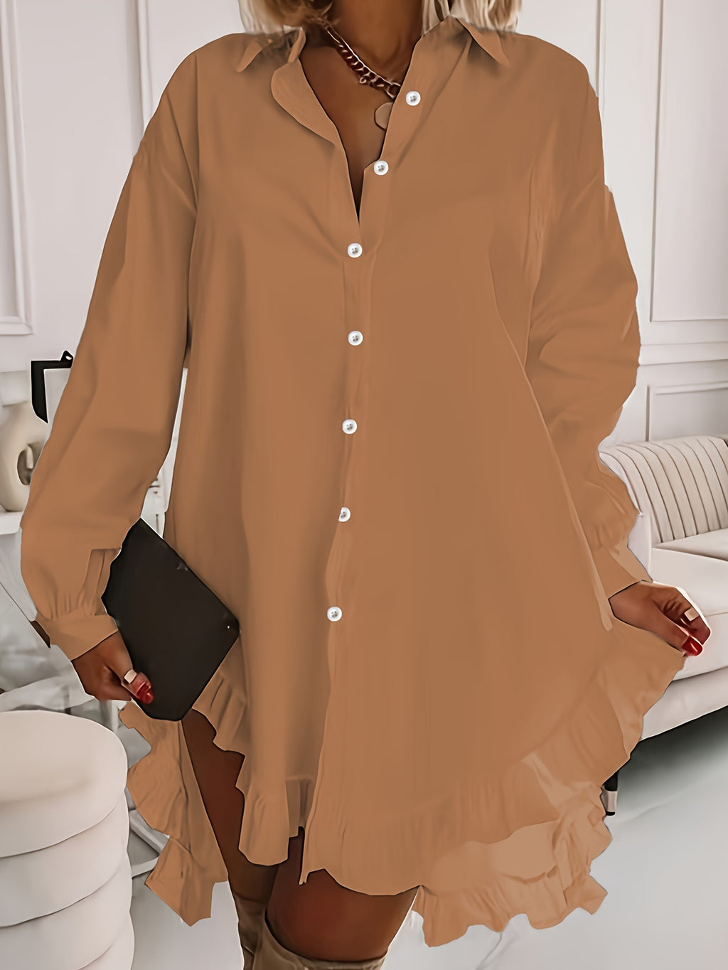 Weiße Rüschenbluse - Clara