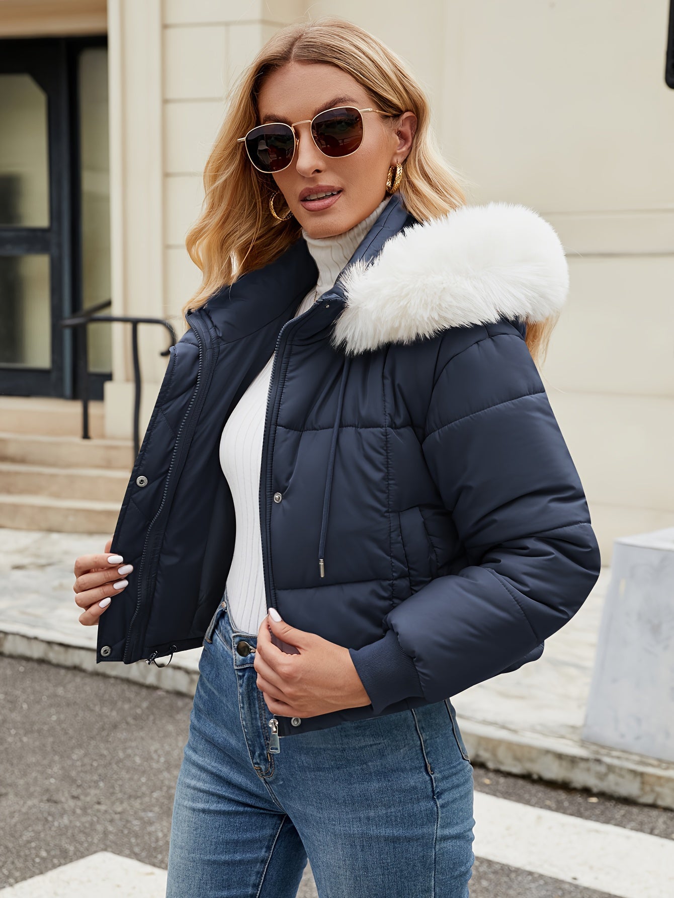 Schwarze Kurzpufferjacke - Eva