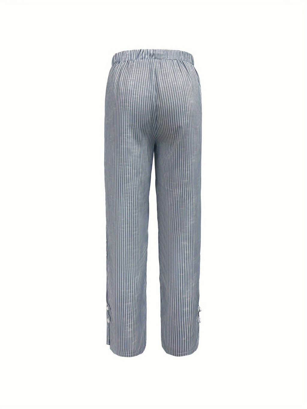 Blau-Graue Plus Size Gestreifte Hose - Clara