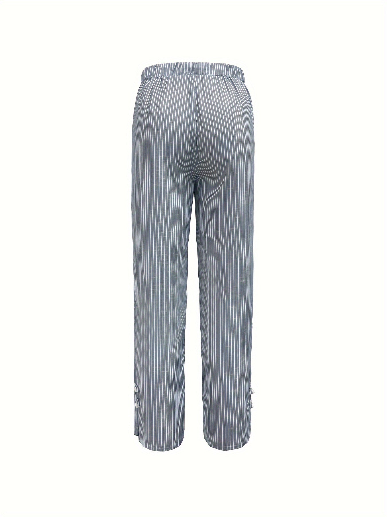 Blau-Graue Plus Size Gestreifte Hose - Clara