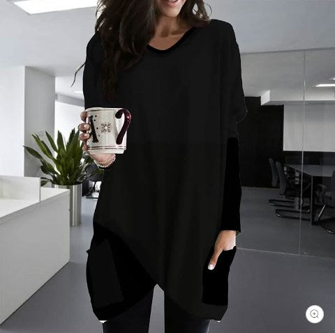 Schwarzes Langarmshirt mit Tasche - Alex