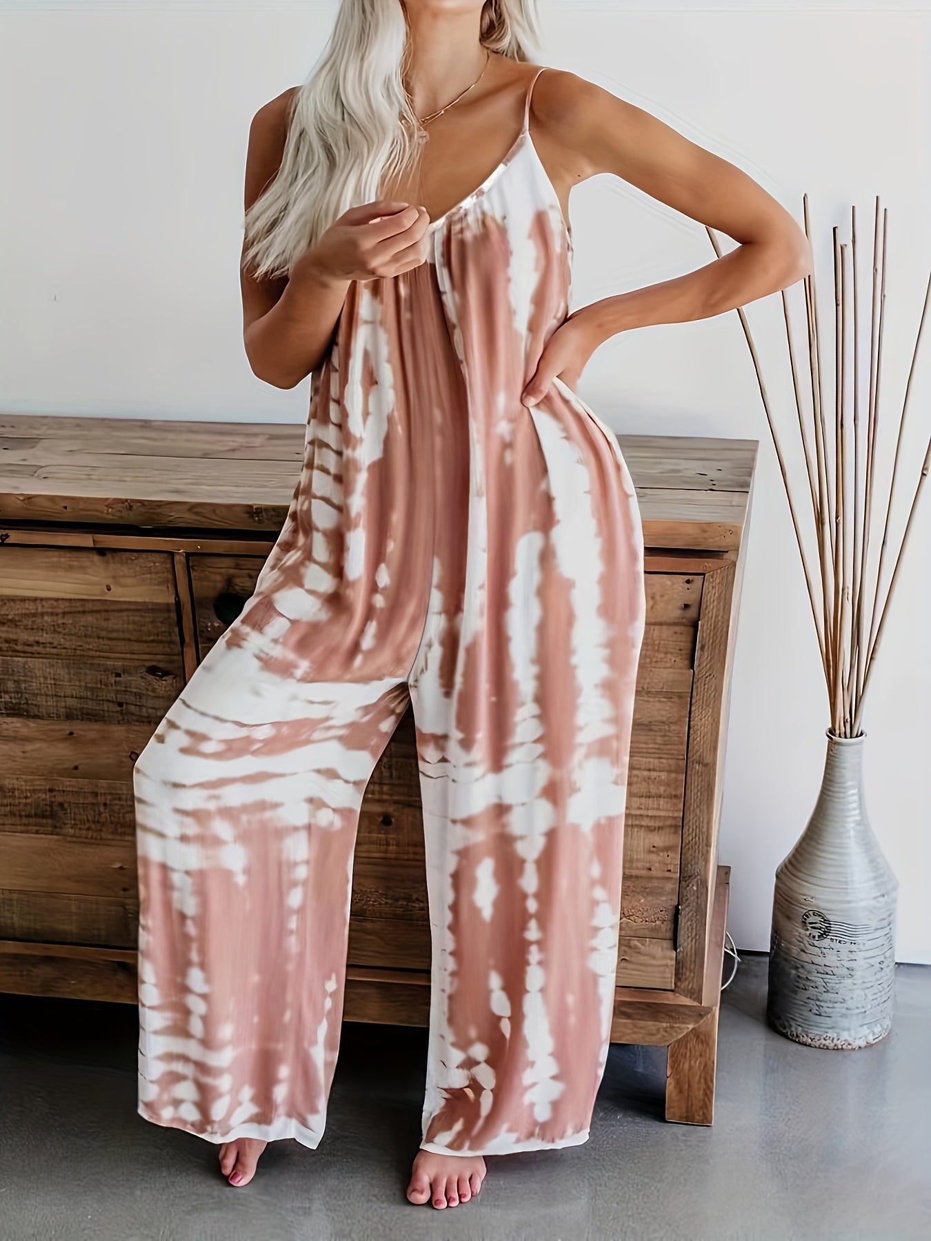 Blauer Tie-Dye Boho Jumpsuit - Leonie