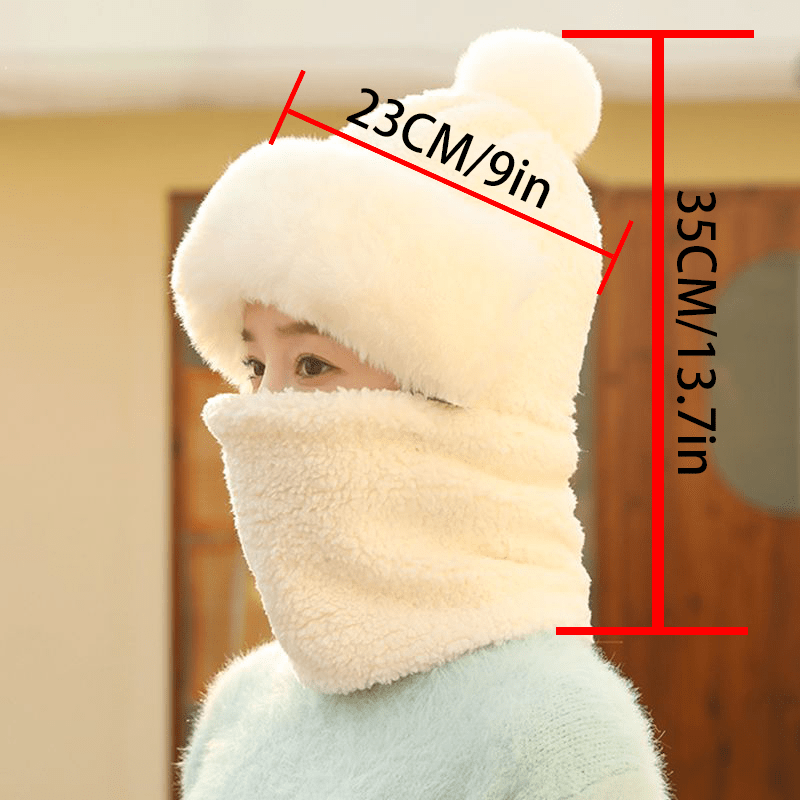 Braune Flauschige Wintermütze mit Schal - Lena