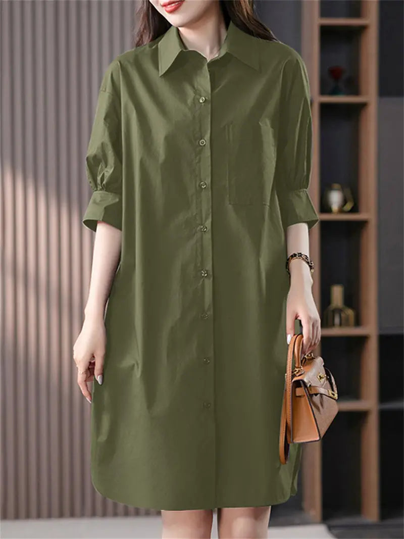 Lotte's Marineblaues Hemdkleid mit Knopfleiste