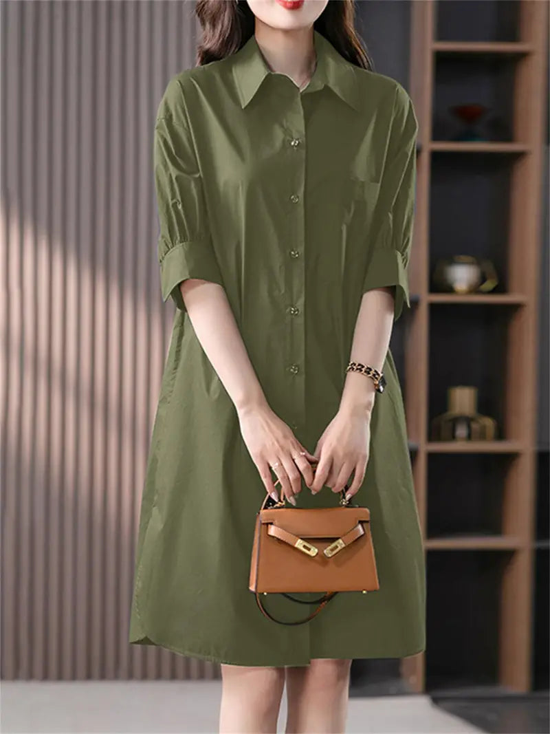 Lotte's Marineblaues Hemdkleid mit Knopfleiste