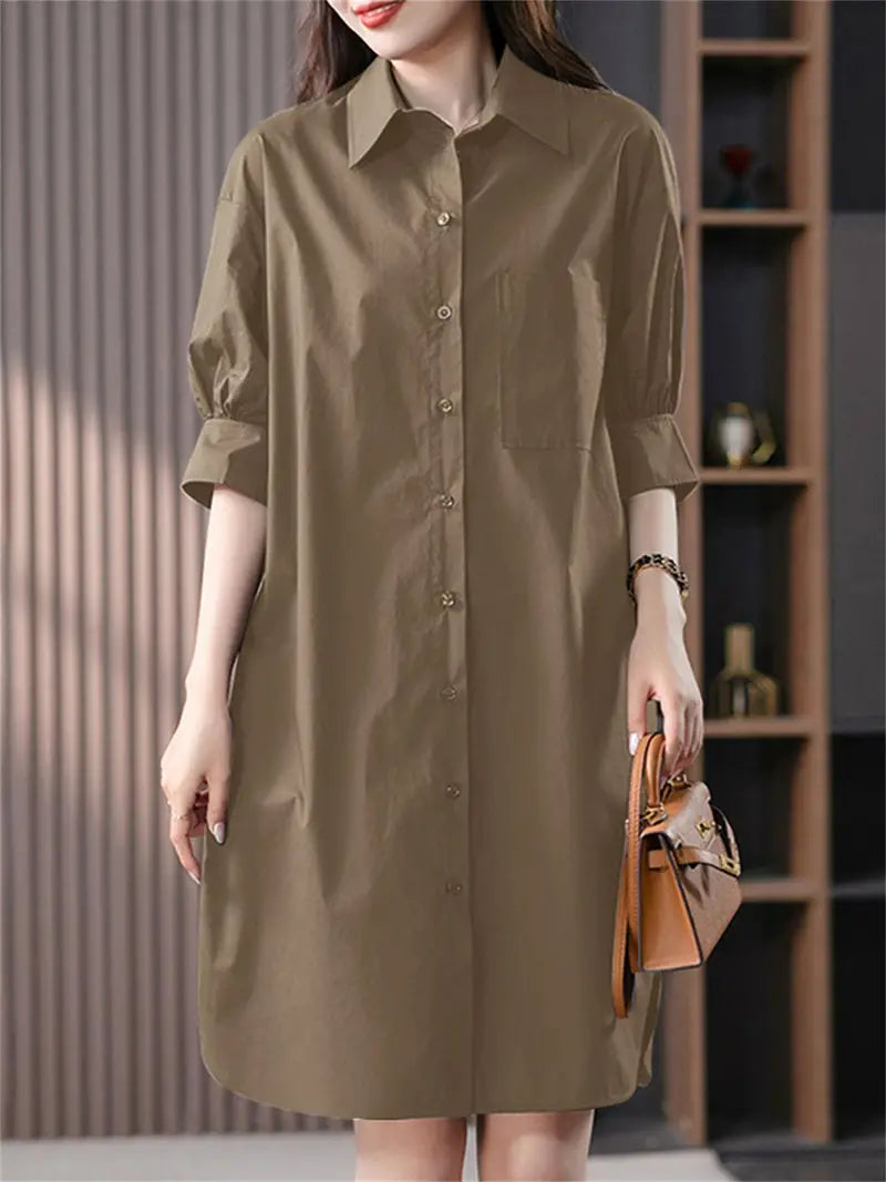 Lotte's Marineblaues Hemdkleid mit Knopfleiste