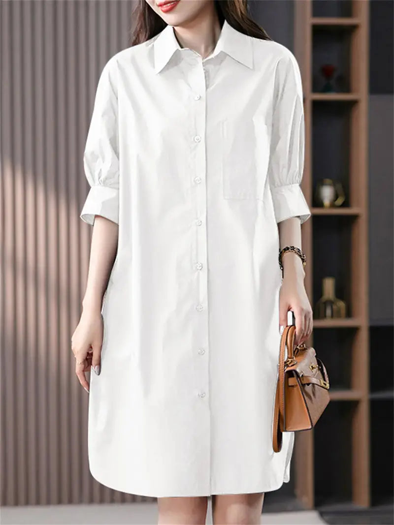 Lotte's Marineblaues Hemdkleid mit Knopfleiste