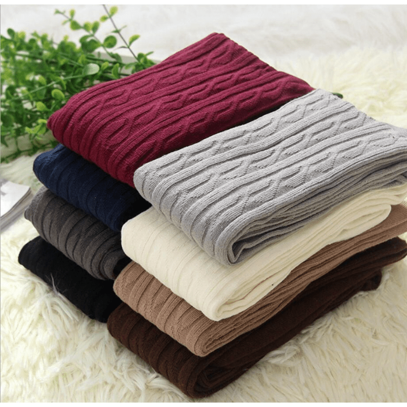 Weiße Strick-Winterleggings - Nora
