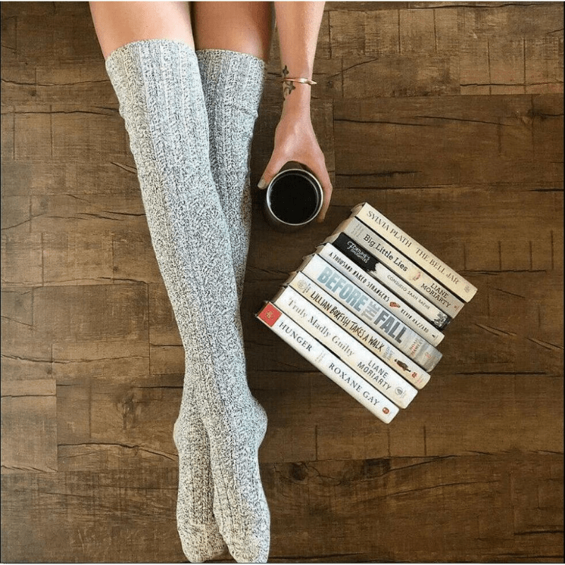 Weiße Strick-Winterleggings - Nora