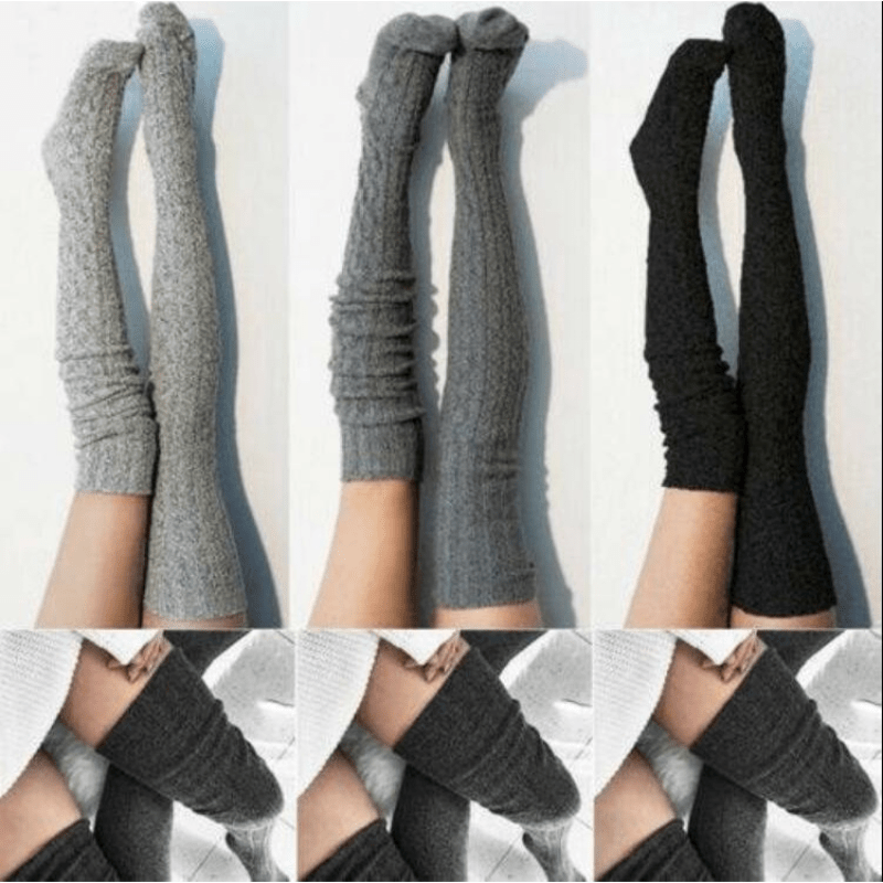 Weiße Strick-Winterleggings - Nora