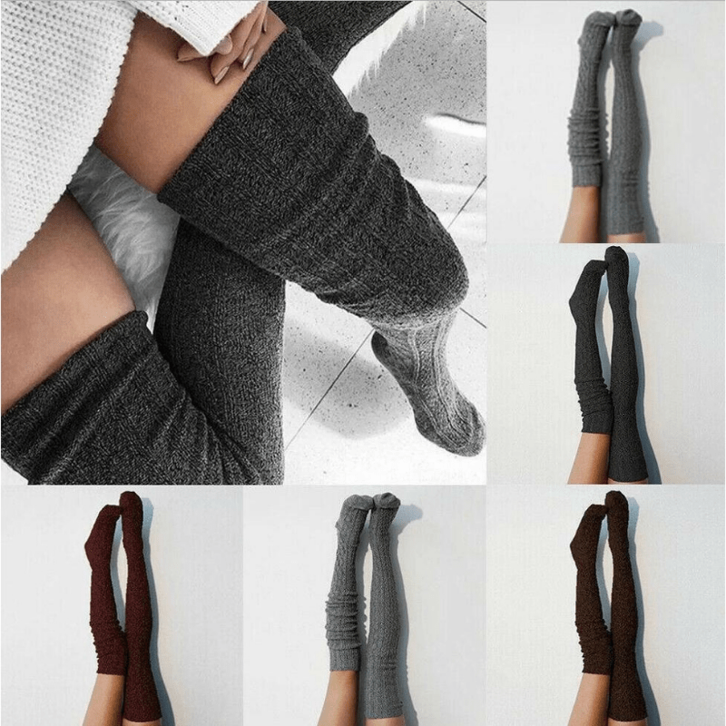 Weiße Strick-Winterleggings - Nora
