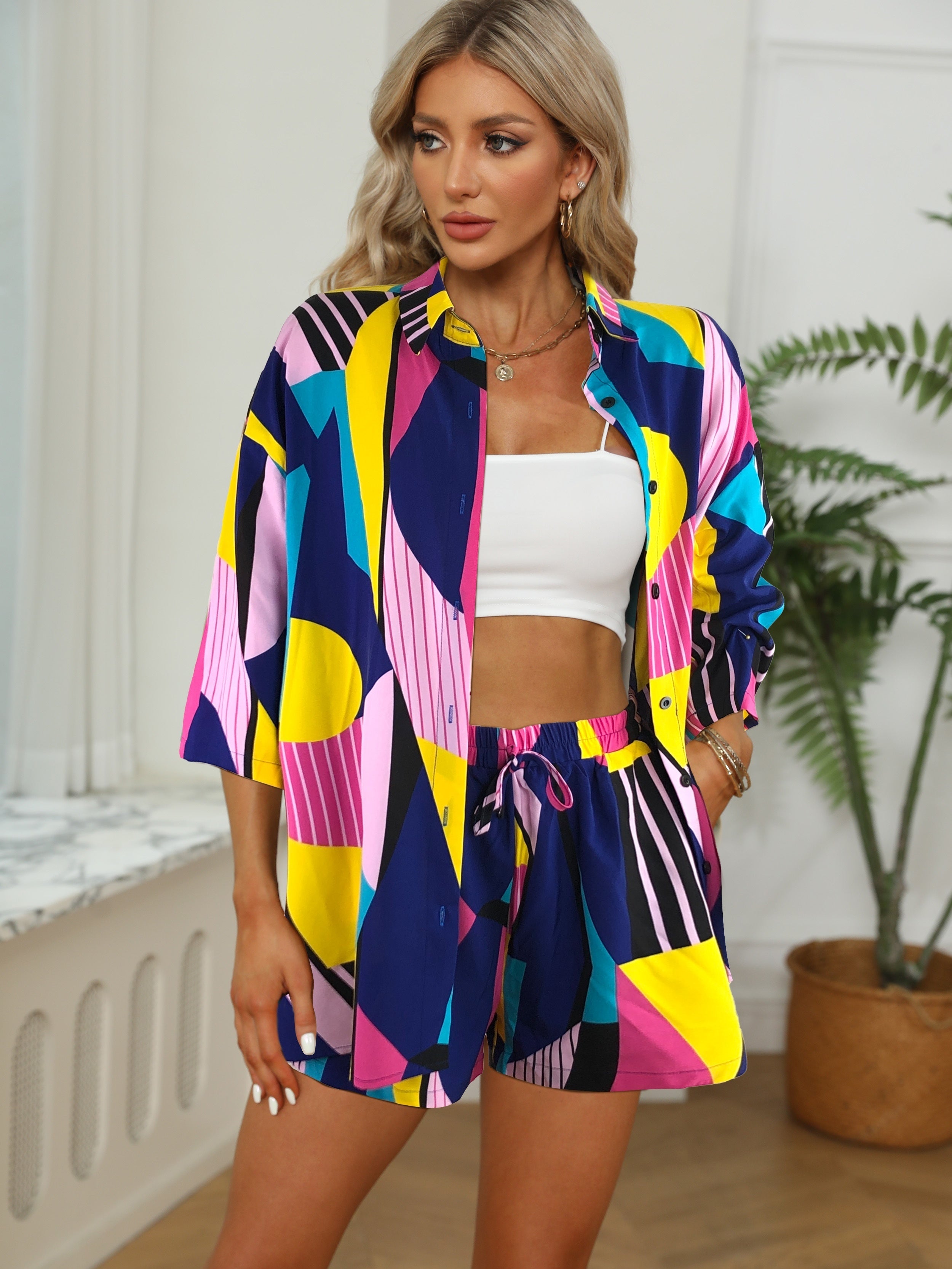 Apricotfarbenes Colorblock-Set - Lena