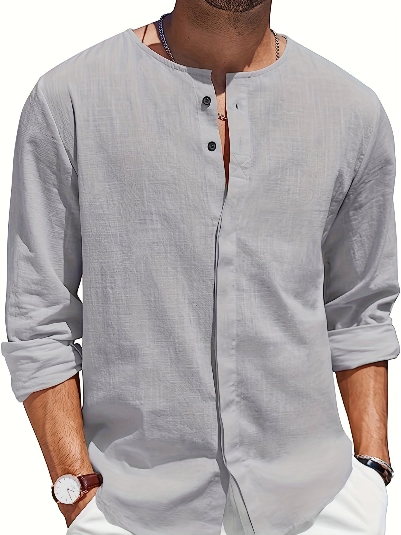Weißes Langarm-Crewneck-Shirt - Ben